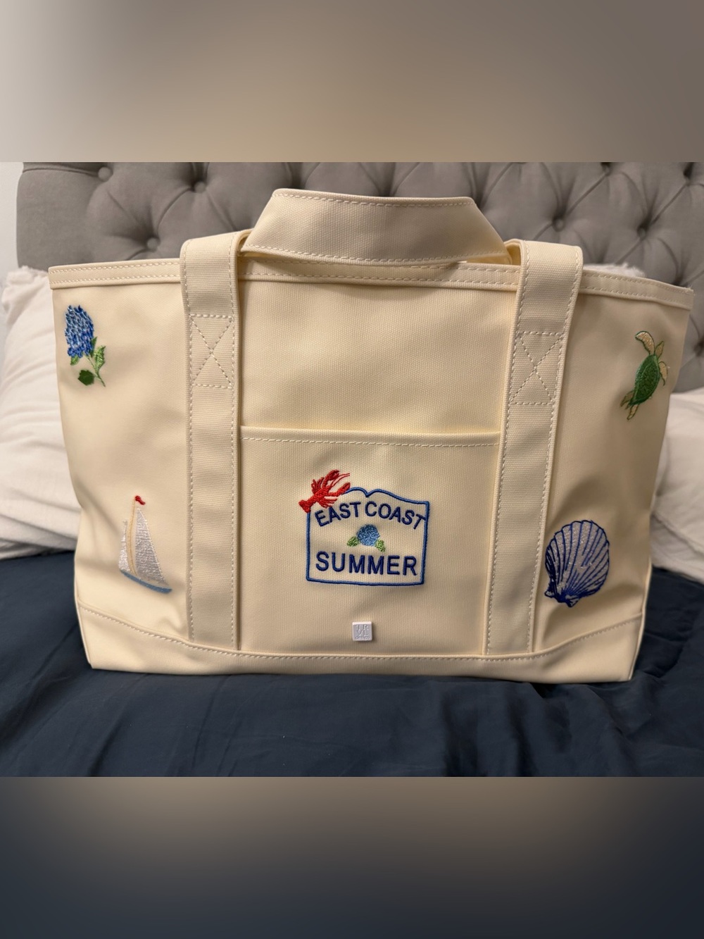 East Coast Summer Embroidered Coated Canvas Tote